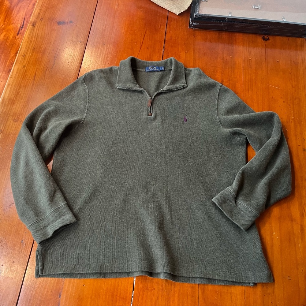 Polo by Ralph Lauren Men's Olive Zip-Up Sweater